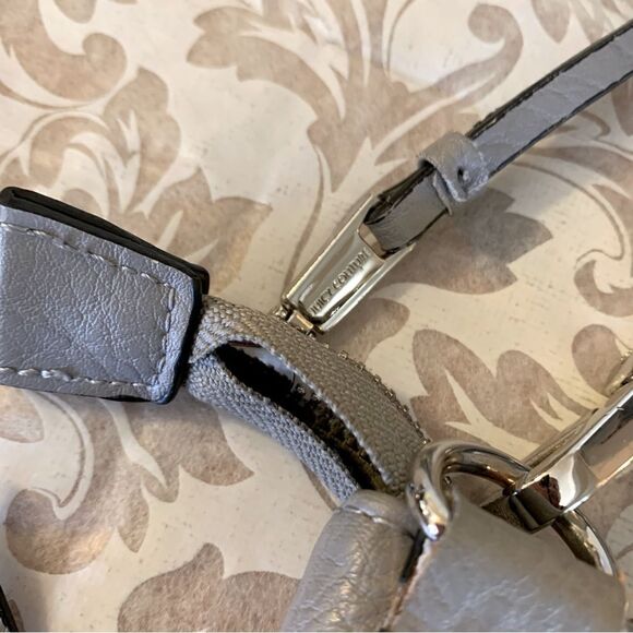 Juicy Couture Gray Leather Crossbody Handbag Logo on Strap Gorgeous - Picture 5 of 13